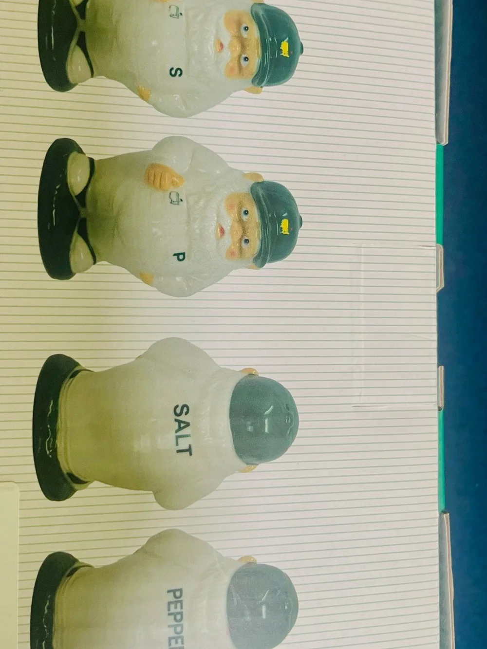 Masters White and Green Ceramic Gnome Salt & Pepper Shakers — Pair